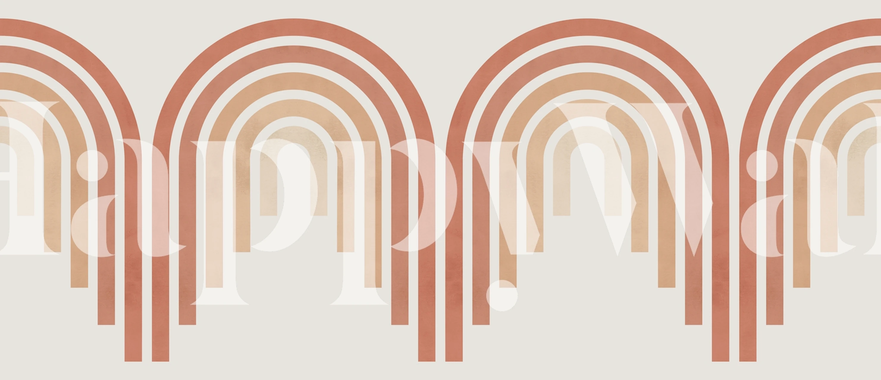 Boho rainbow arch design in earthy tones wallpaper