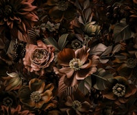 Opulent Baroque Flowers Brown tapete