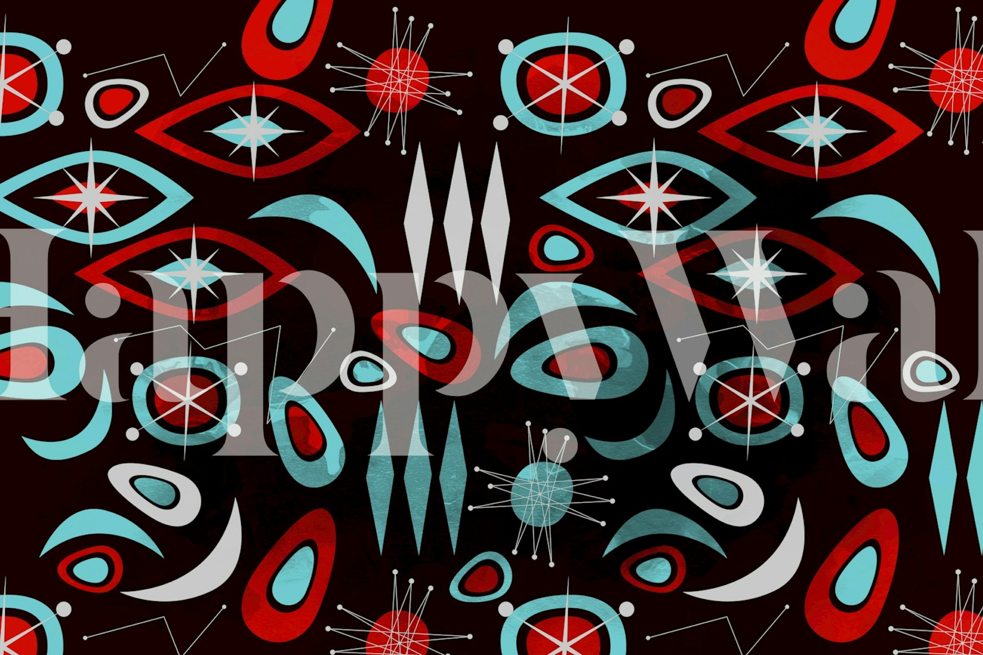 Vibrant cosmic design wallpaper in a room