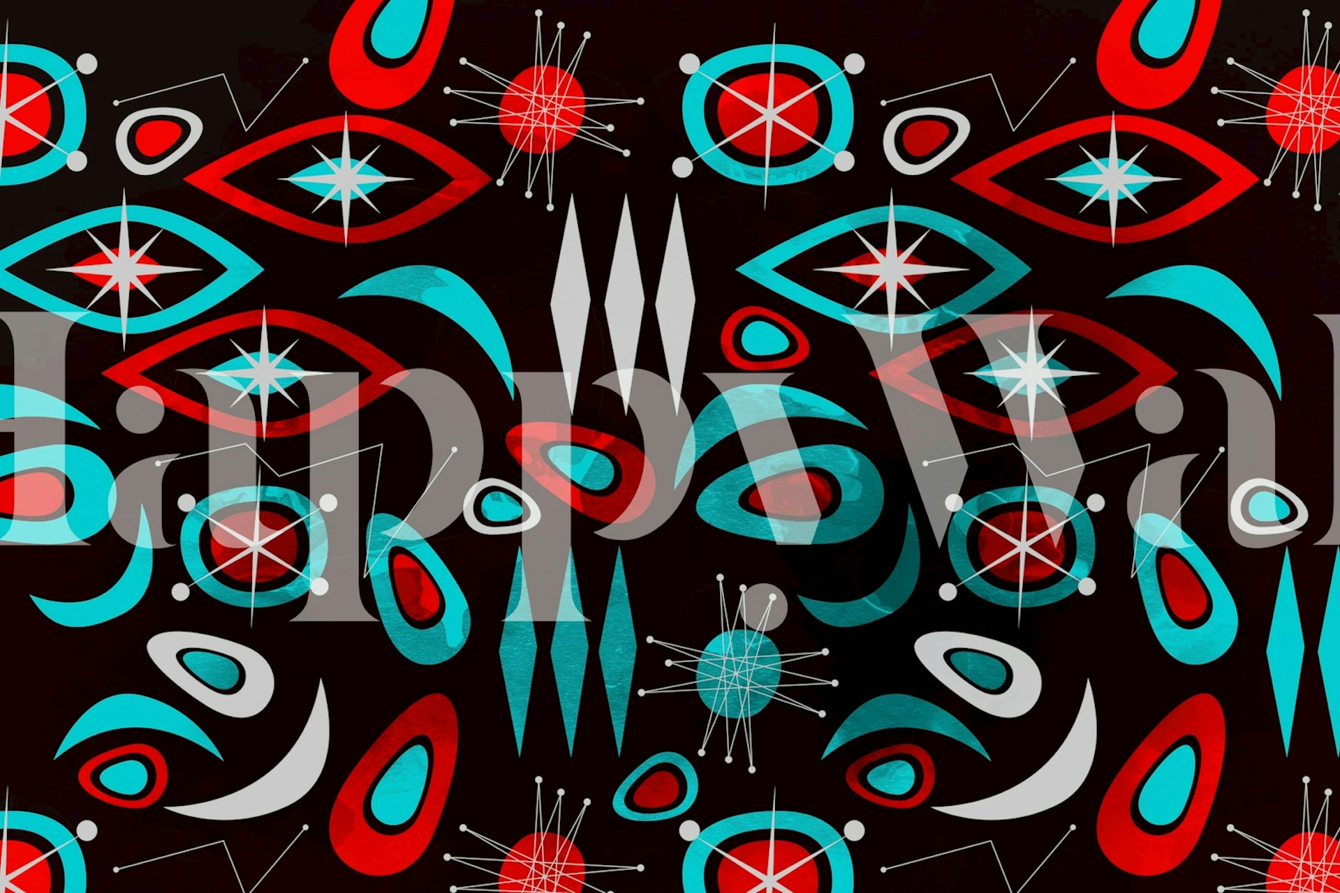 Vibrant cosmic design tapet i et rum