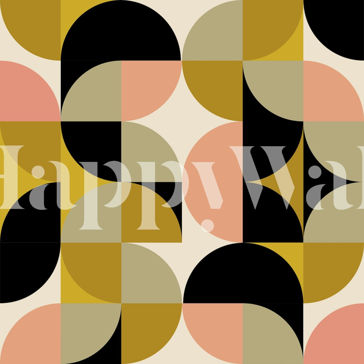 Geometric 50s Mid-Century wallpaper i ett rum