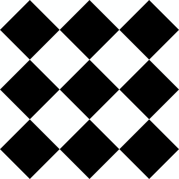 Diagonal Checkerboard Large - Black and White
