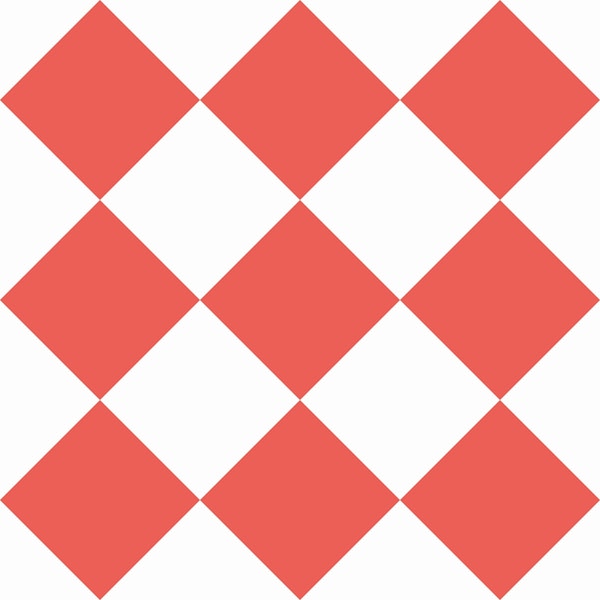 Diagonal Checkerboard Large - Soft Red White
