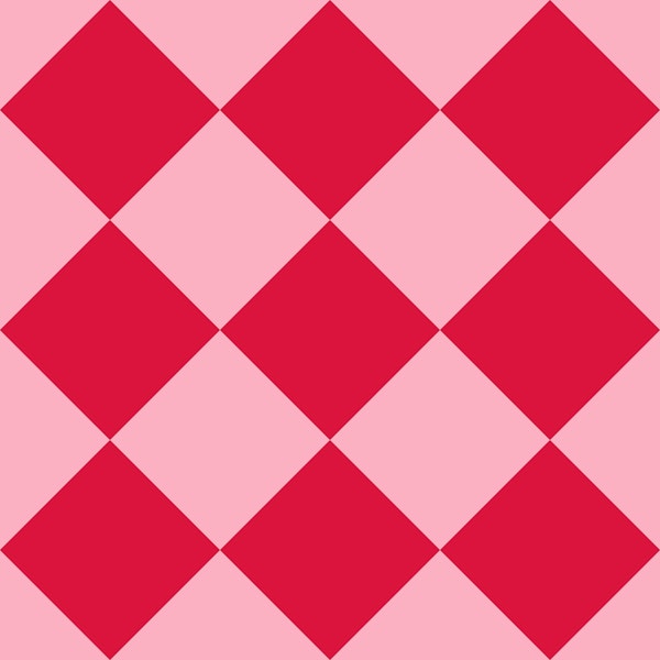 Diagonal Checkerboard L - Pink Crimson Red