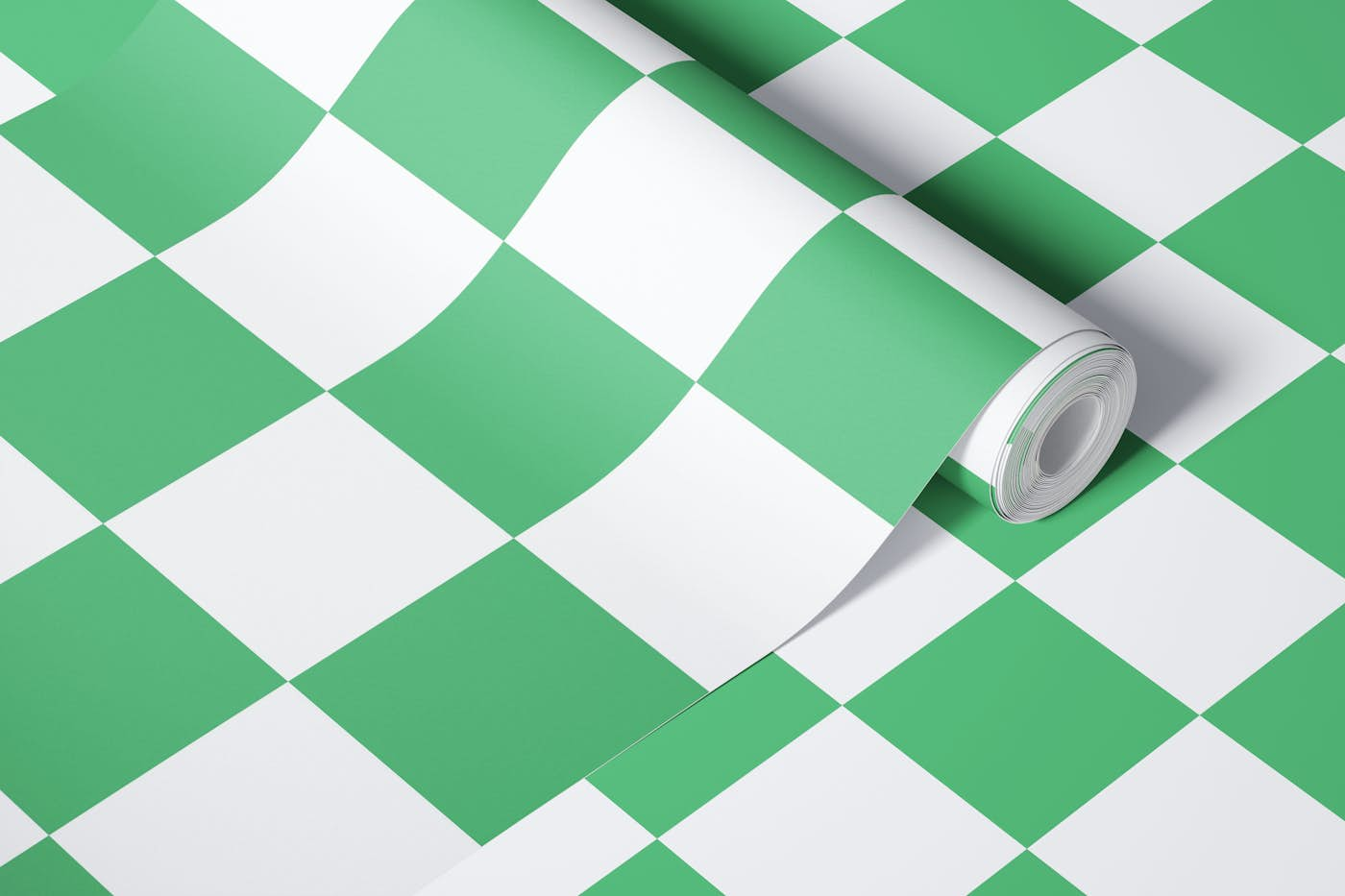 Checkerboard Large - MintGreen White wallpaper roll