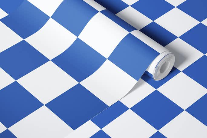 Checkerboard Large - Blue and Whitewallpaper roll