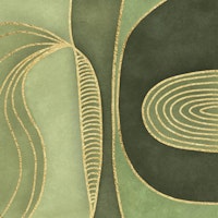 Shapes Mid Century Art Green Gold tapete