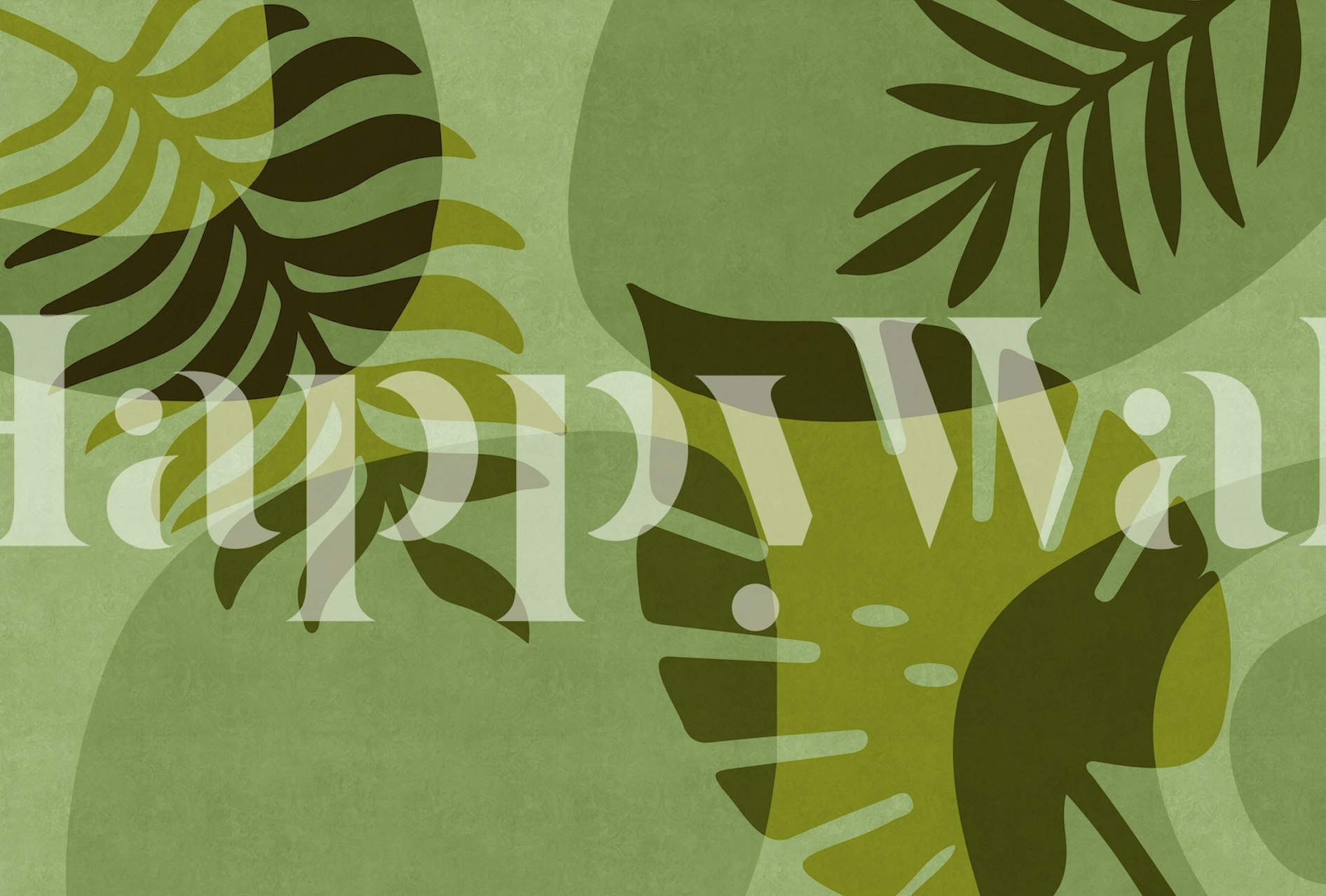 Tropical palm leaves in shades of green wallpaper