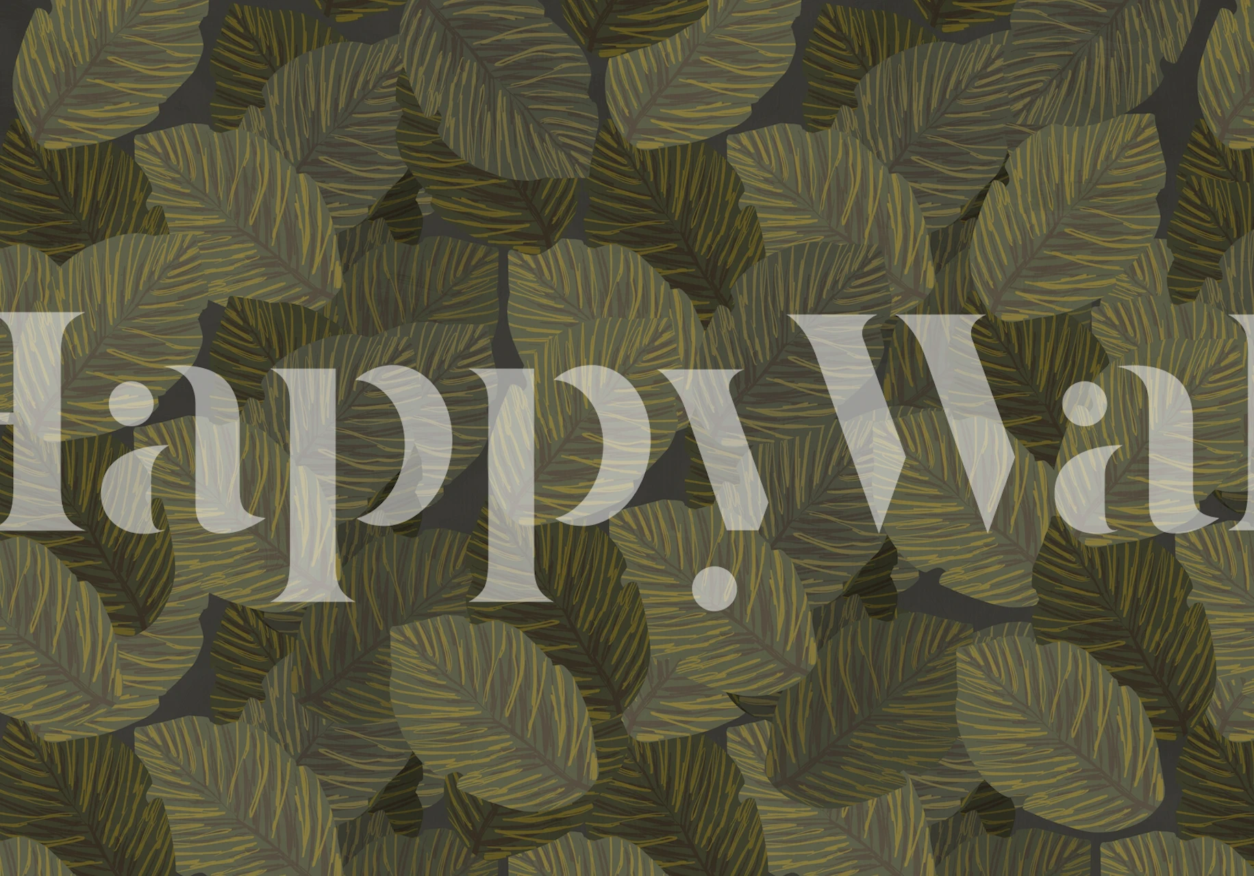 Moderne tropical leaves behang in een kamer