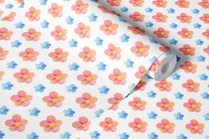 Dahlias and Forget-me-notswallpaper roll