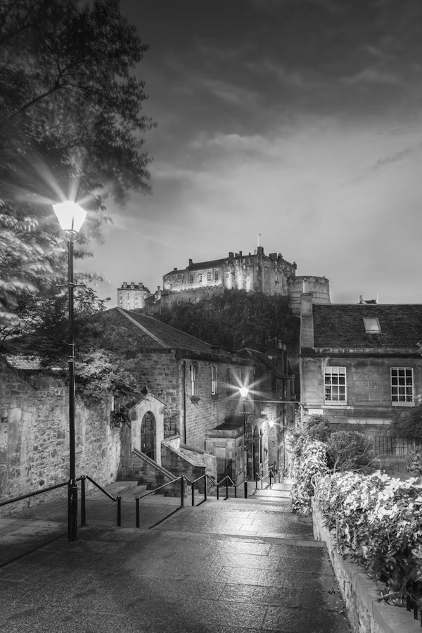 Edinburgh Castle nightscape - Monochrome