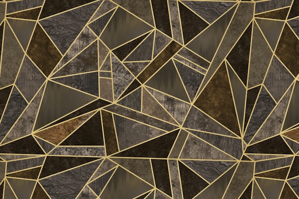 Luxurious Geometry Textured Mosaic Brown Gold