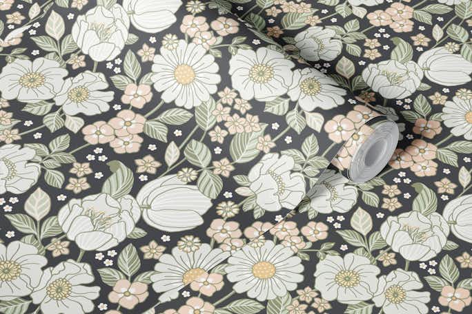 Garden Bloom Gray - Mediumwallpaper roll
