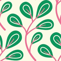 Leaves pattern, hand drawn, green (2868A) tapete