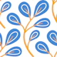 Leaves pattern, hand drawn, blue (2868B)