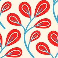 Leaves pattern, hand drawn, red (2868C) tapete