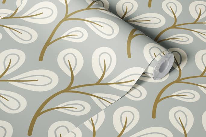 Leaves pattern, hand drawn, grey (2868E)wallpaper roll