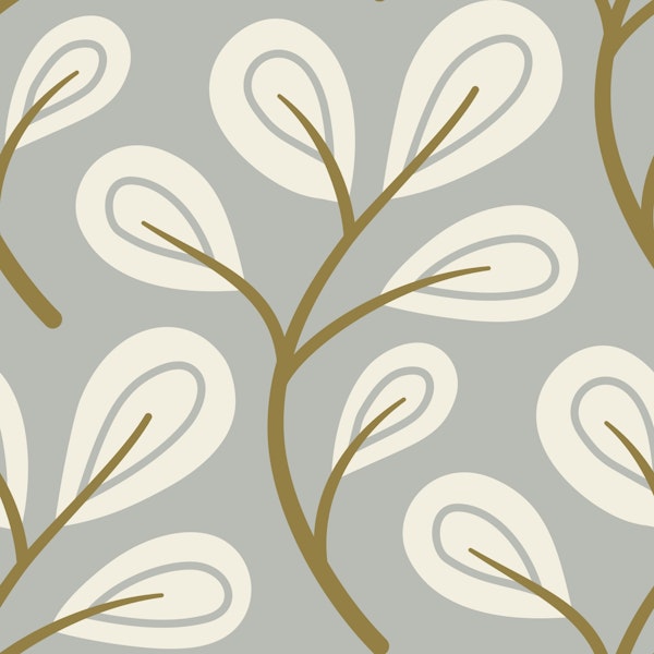 Leaves pattern, hand drawn, grey (2868E)