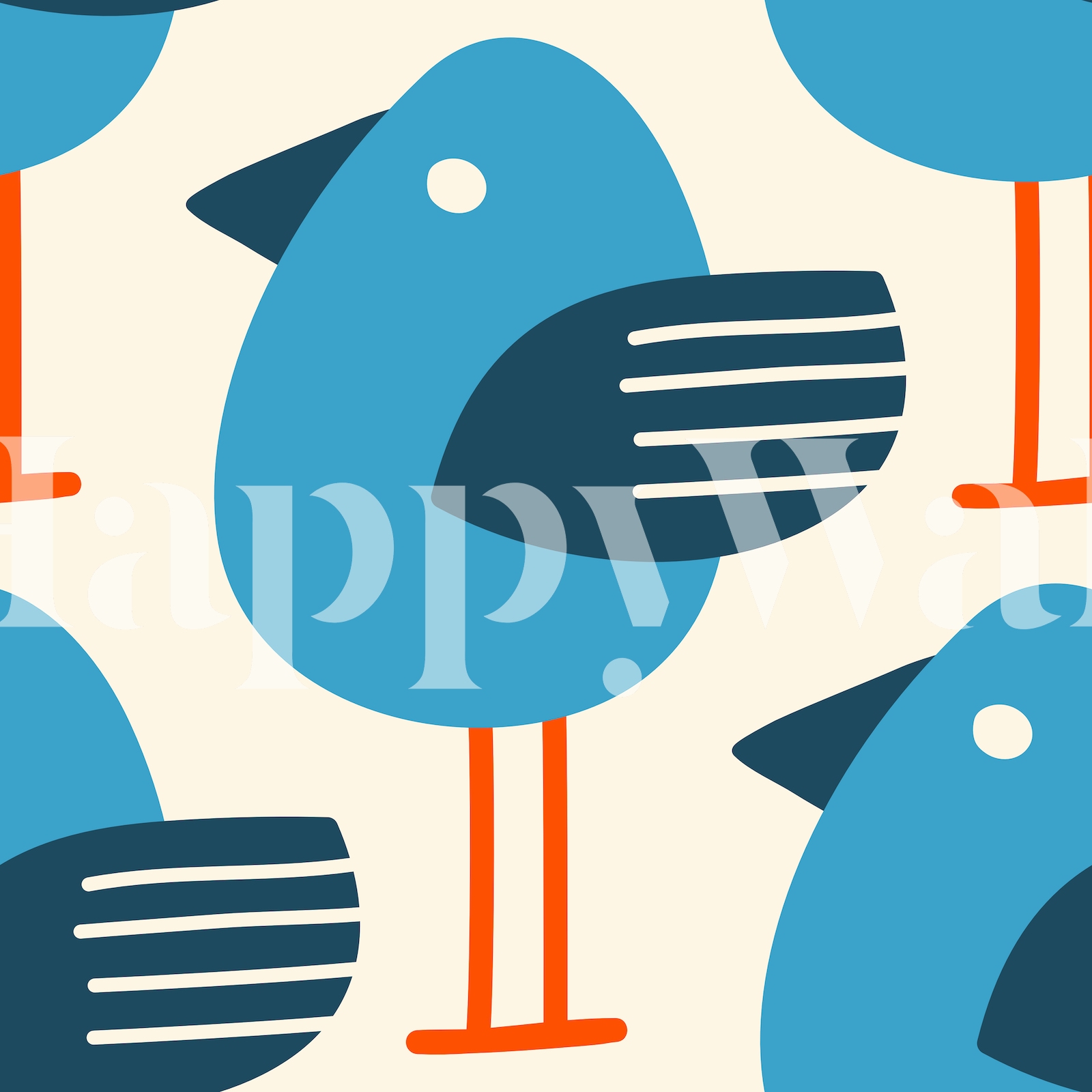 Funny birds, blue (2869B) wallpaper - Free shipping | Happywall