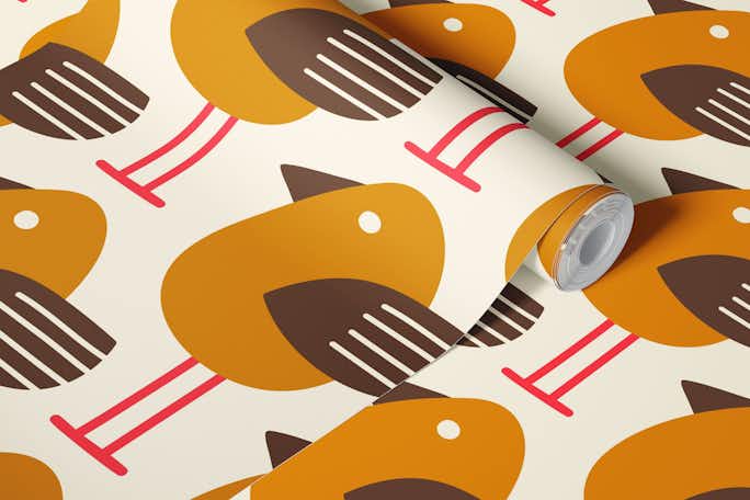 Funny birds, brown (2869F)wallpaper roll