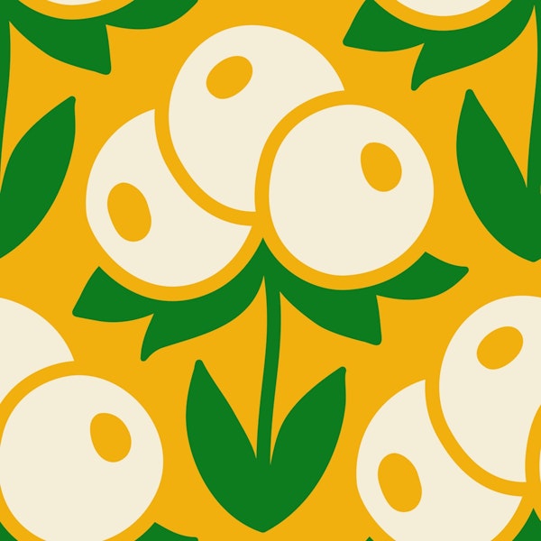 White berries on yellow pattern (2873C)