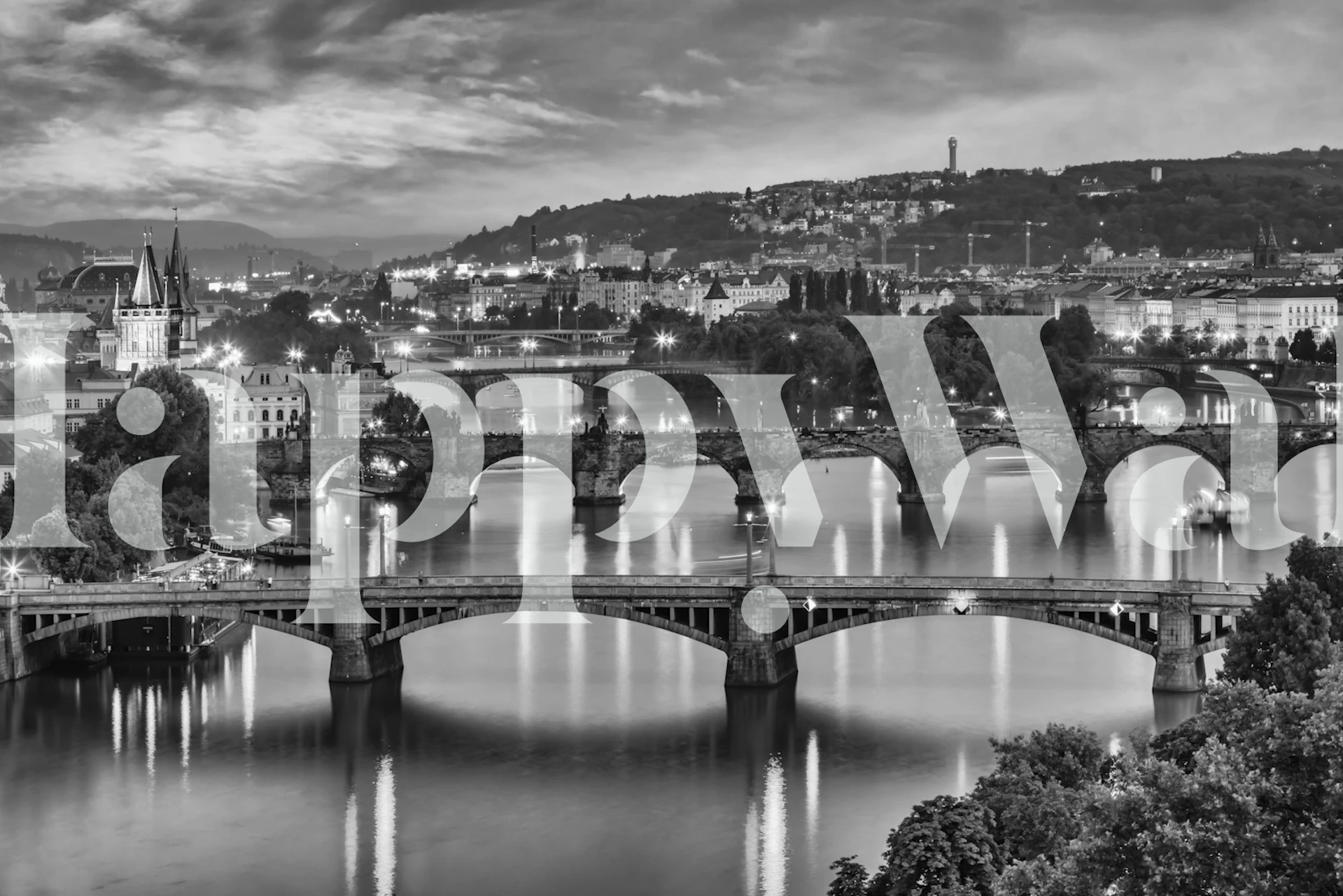 Vltava bridges in Prague tapet i et stilfullt rom
