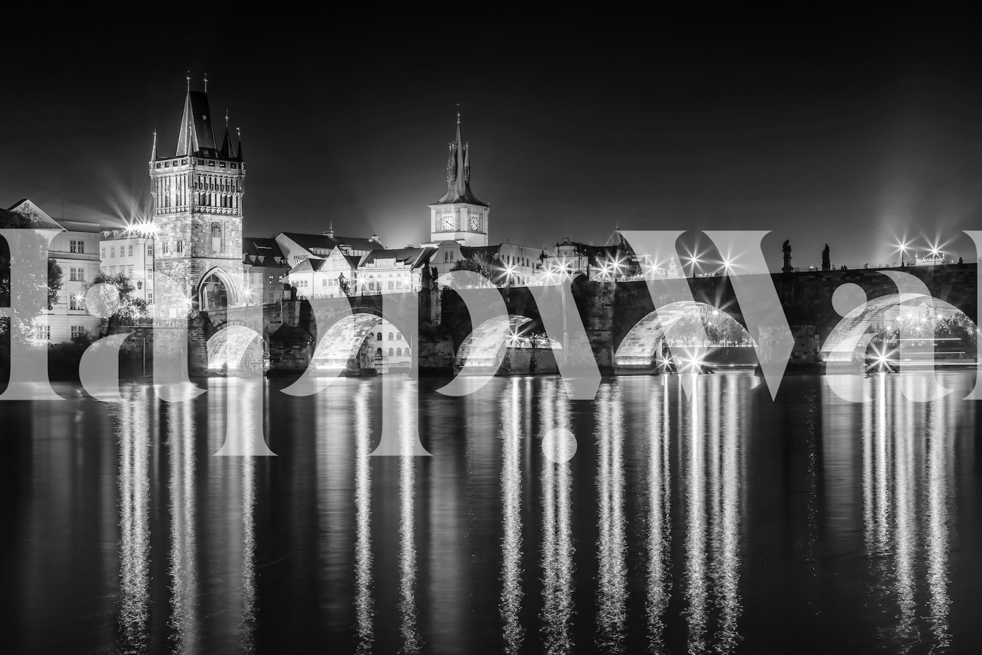 Night impression of Charles Bridge in Prague wallpaper | Happywall