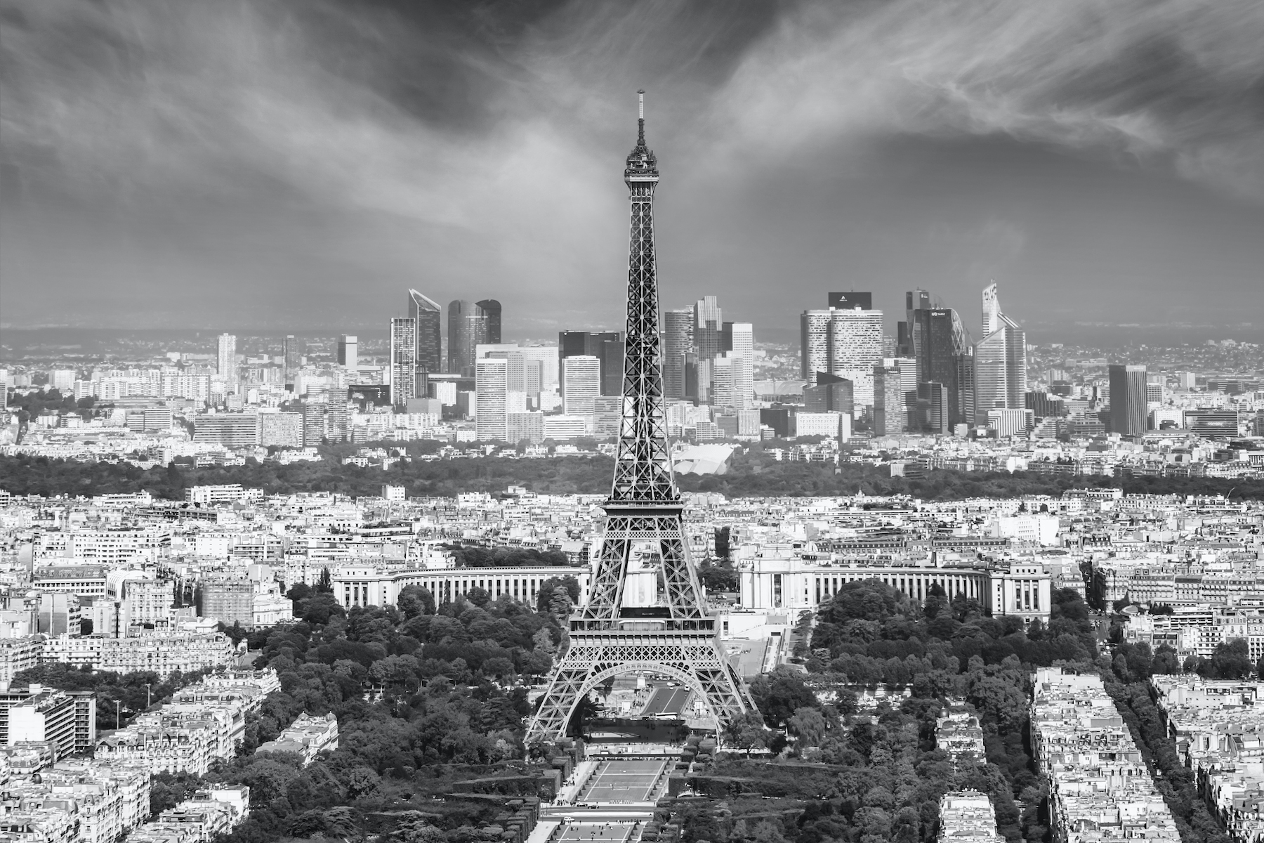 Paris Skyline | Monochrome wallpaper - Free shipping | Happywall