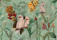 Green Exotic Vintage Bird Jungle papiers peint