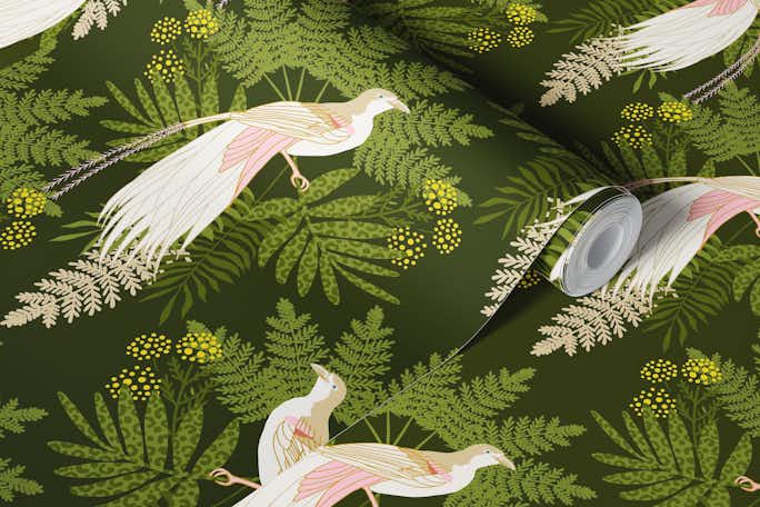 bird of paradise jungle green wallwallpaper roll