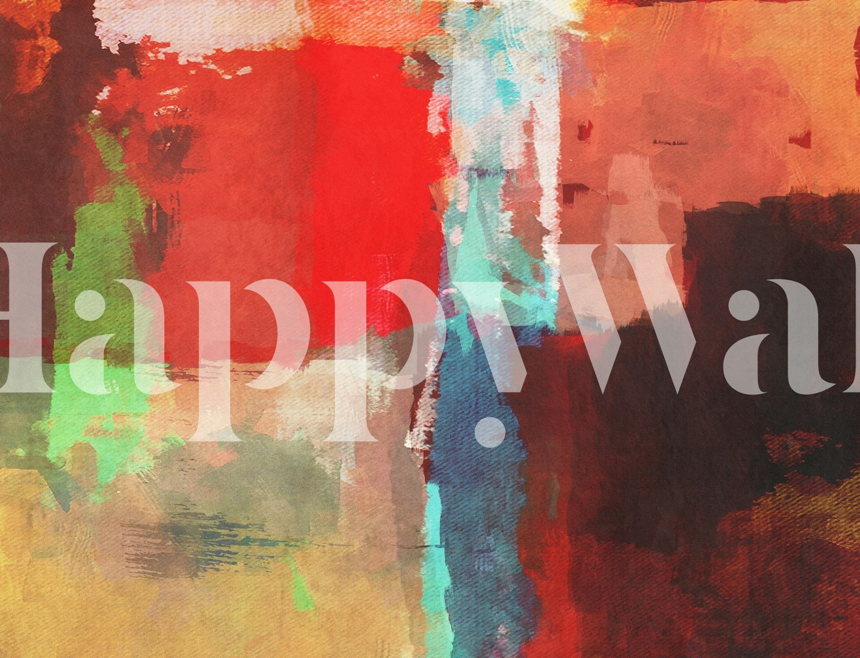 Rustikk geometrisk veggmaleri med jordfarger og levende fargesprut