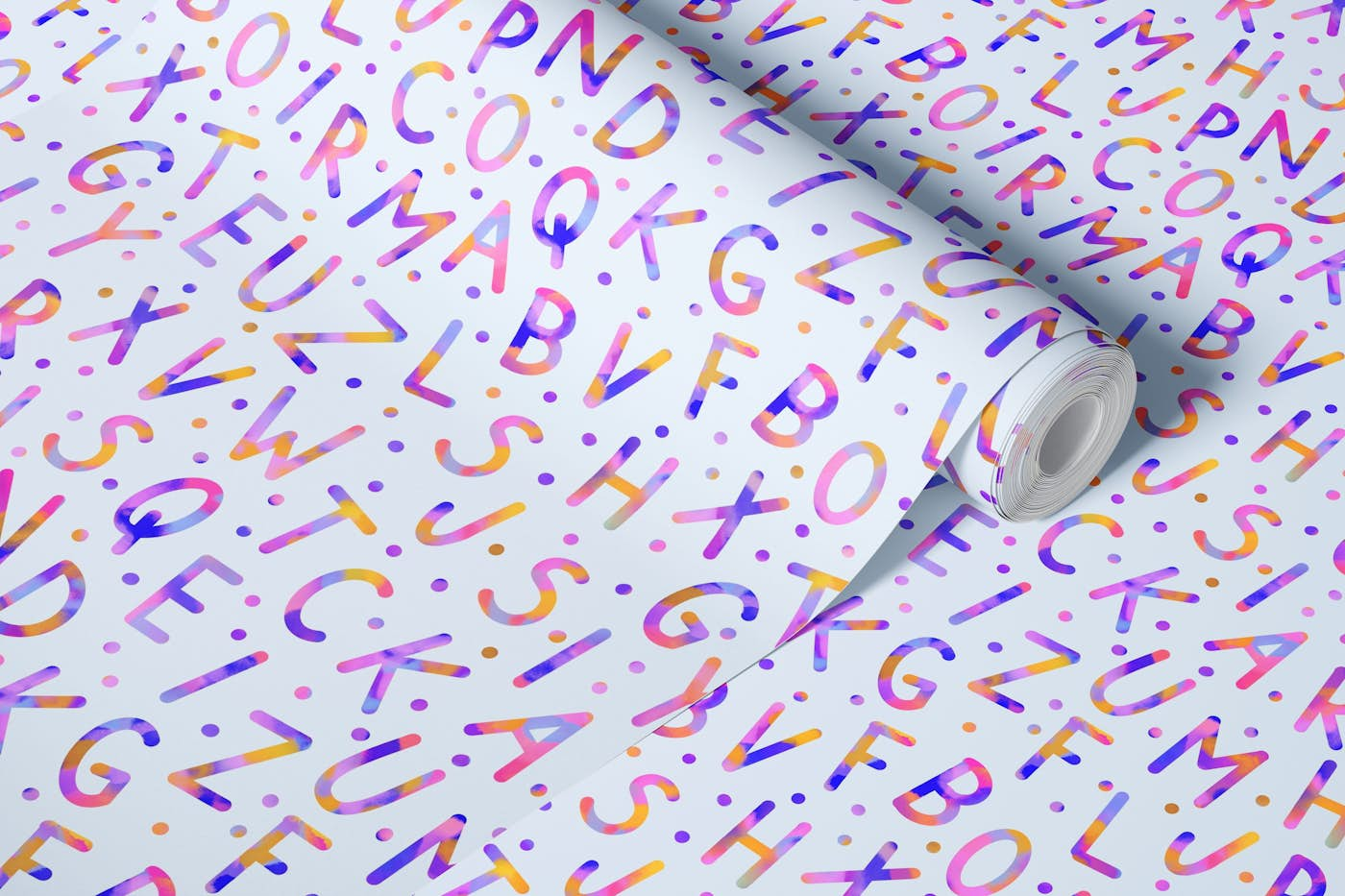 Rainbow alphabet wallpaper roll