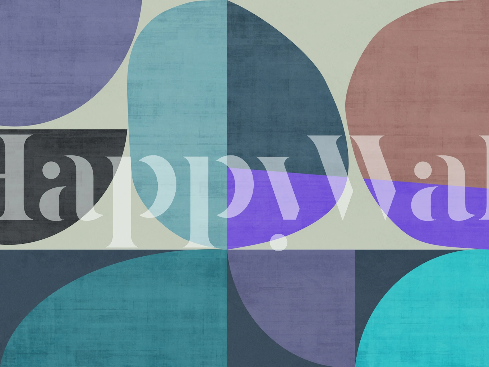 Colorful geometric shapes in various shades on textured wallpaper