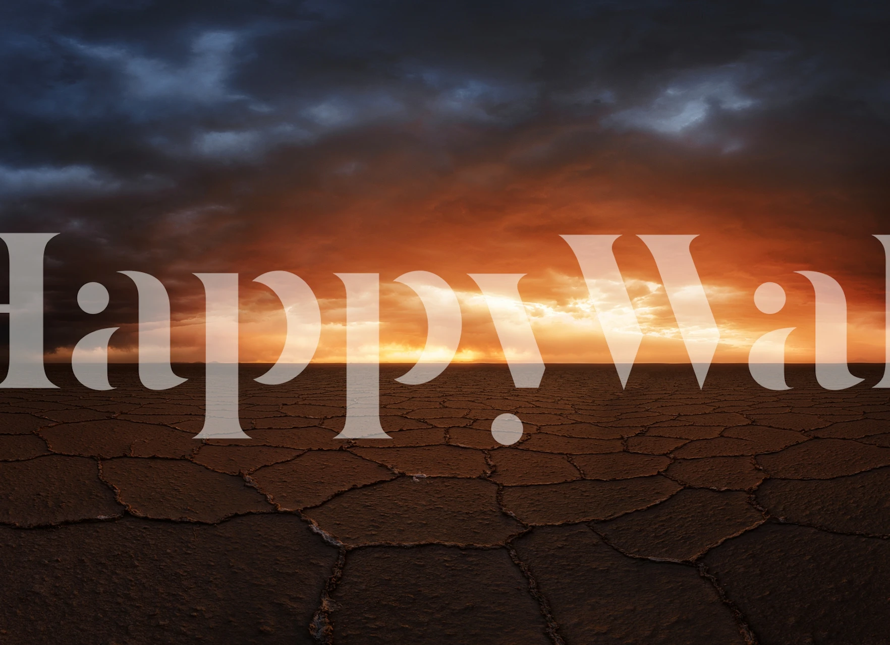 Vibrant sunset over cracked earth wallpaper