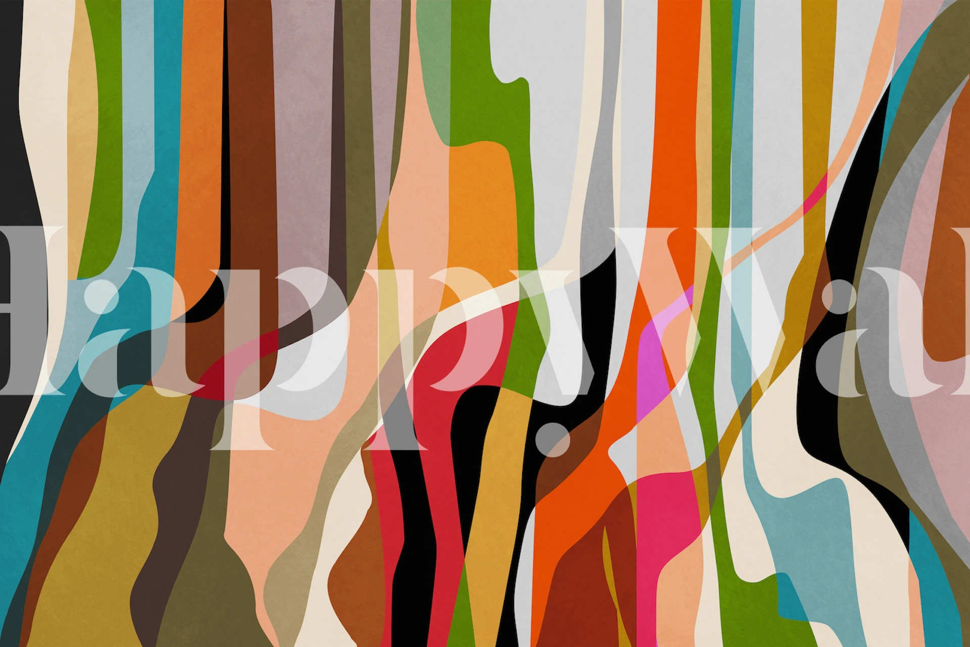 Abstract Waves 2 wallpaper design in a room