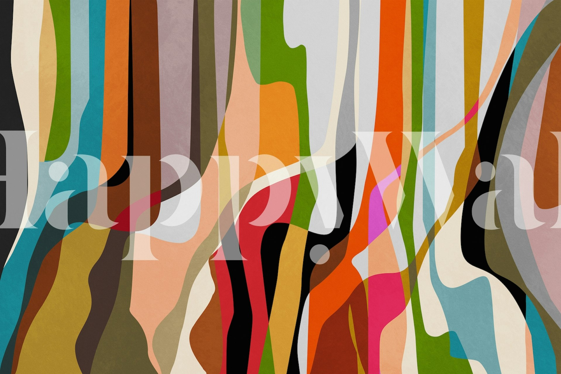 Abstract Waves 2 wallpaper design in a room