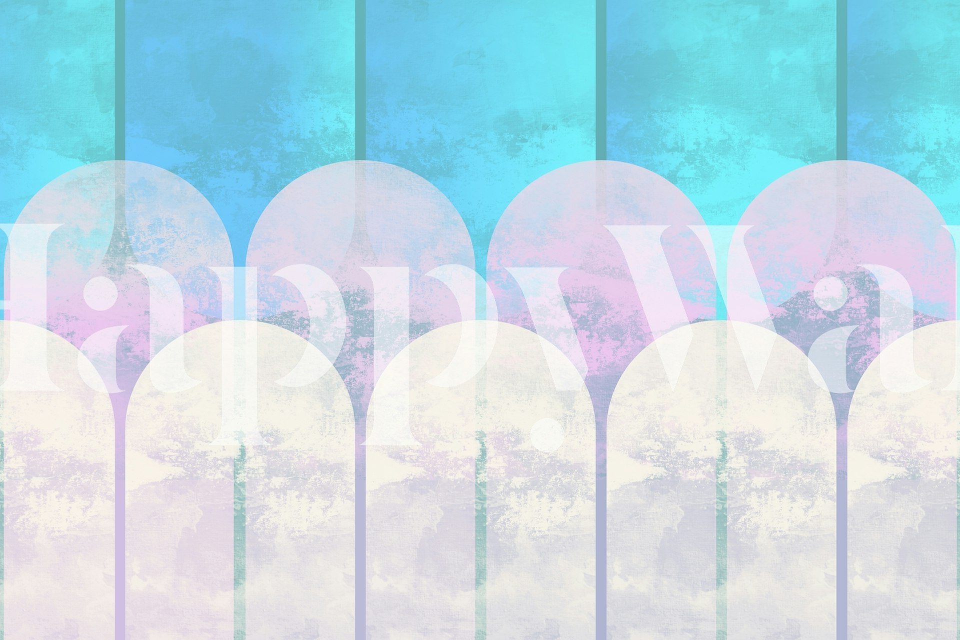 Γεωμετρικό τοιχογραφία Mid-Century Bauhaus με παστέλ τόξα