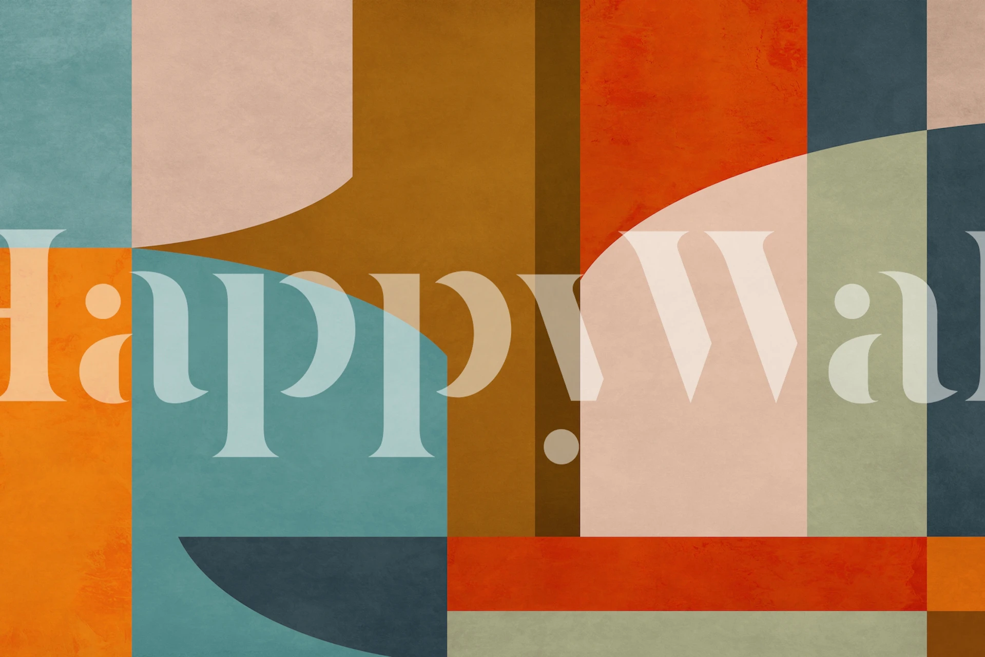 Color block design in teal, orange, and earthy tones wallpaper
