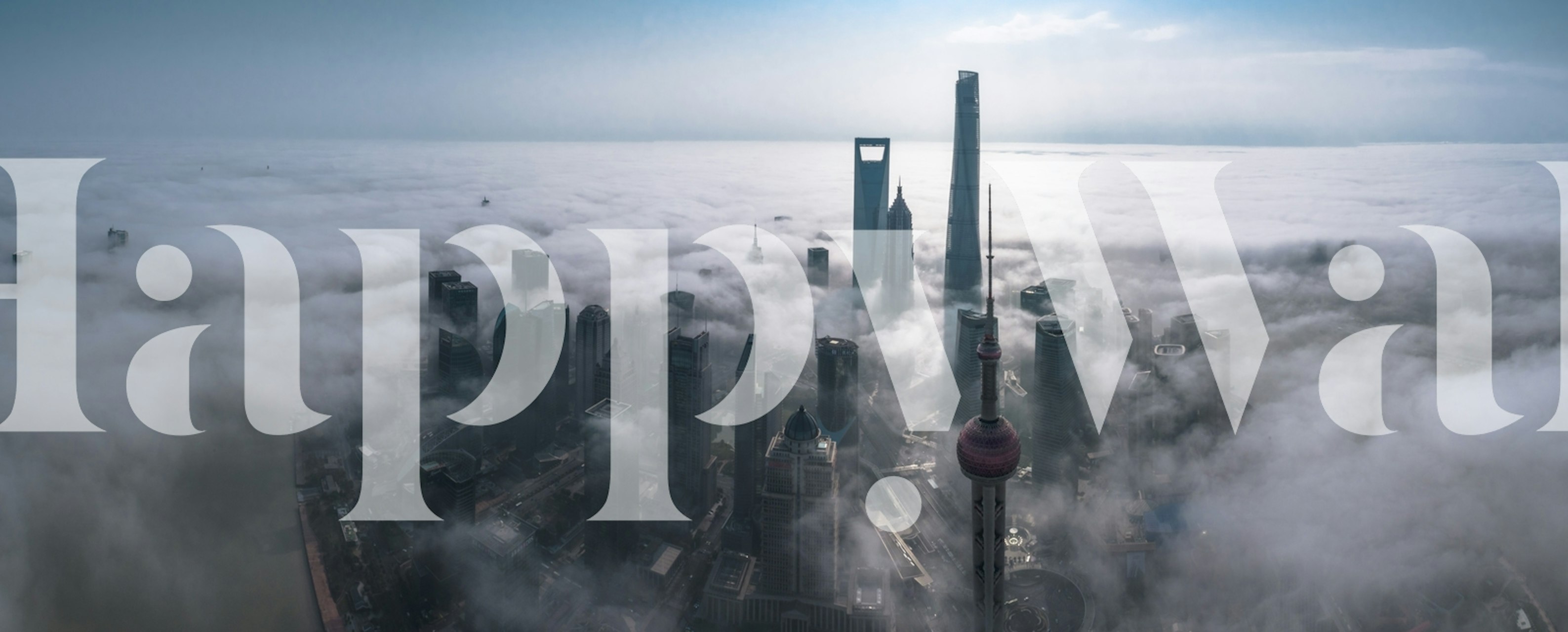 Shanghai in the fog from above