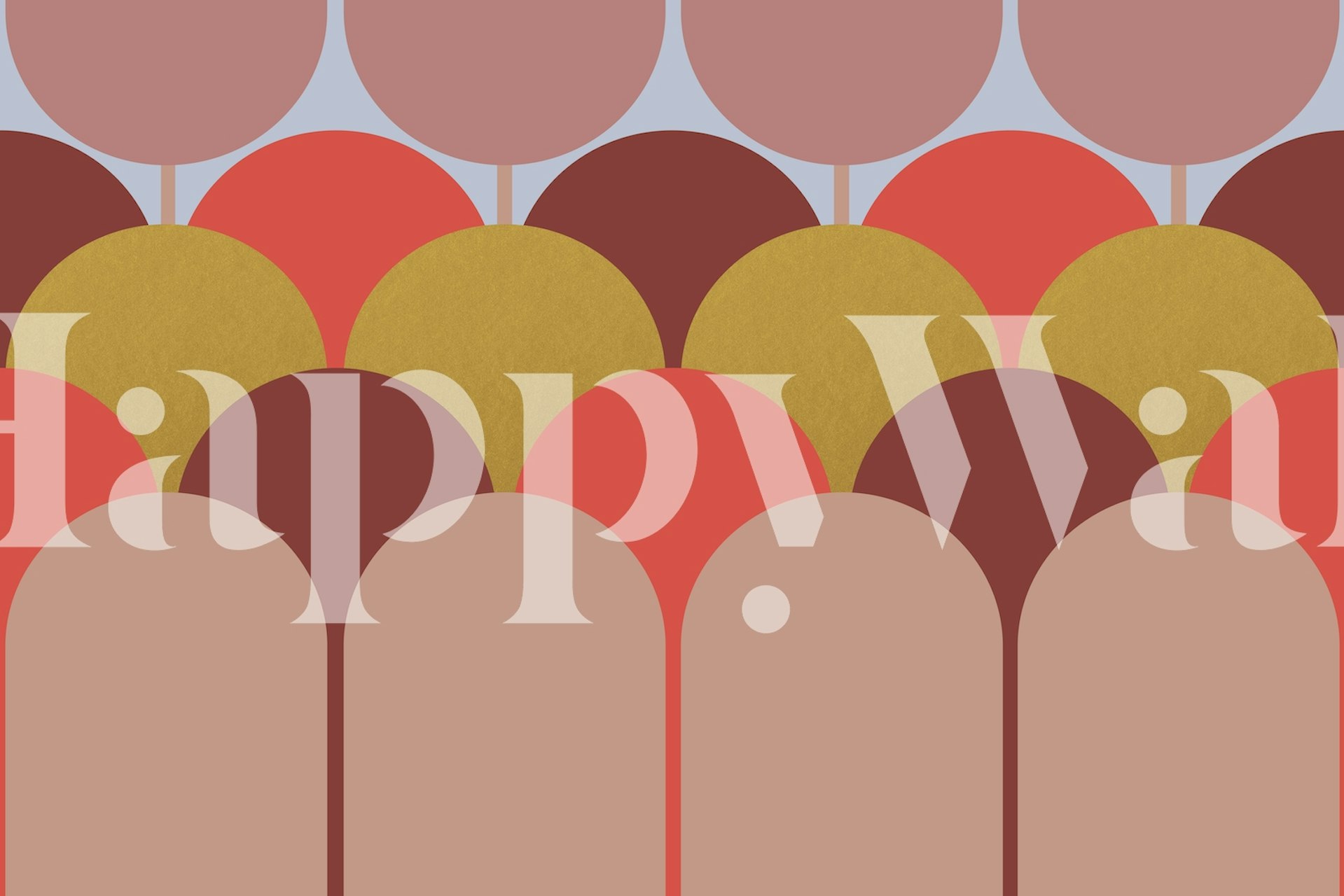 Colorful geometric patterns in peach, warm pink, and gold wallpaper