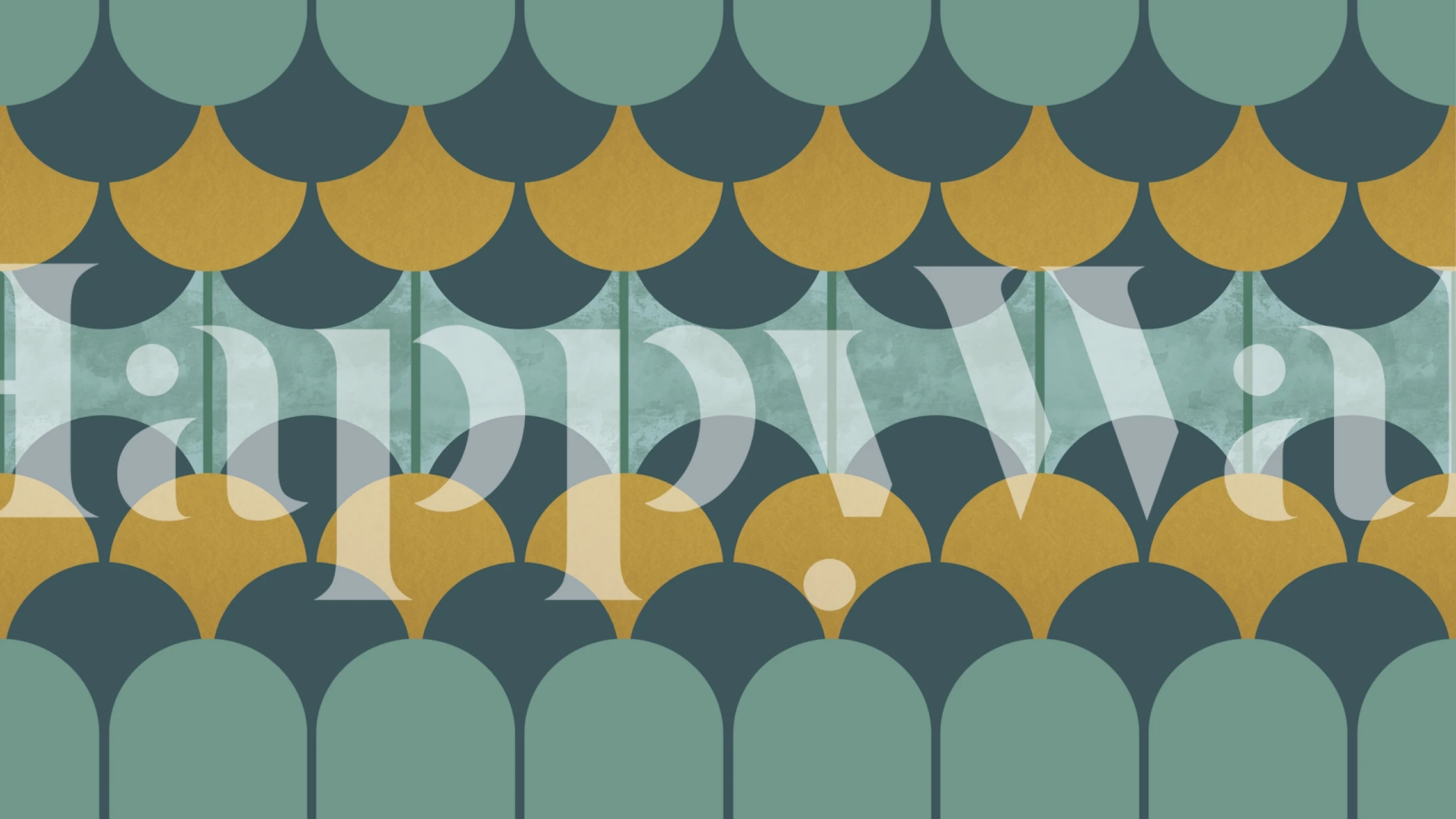 Papel de parede Green Art Deco exposto em um quarto