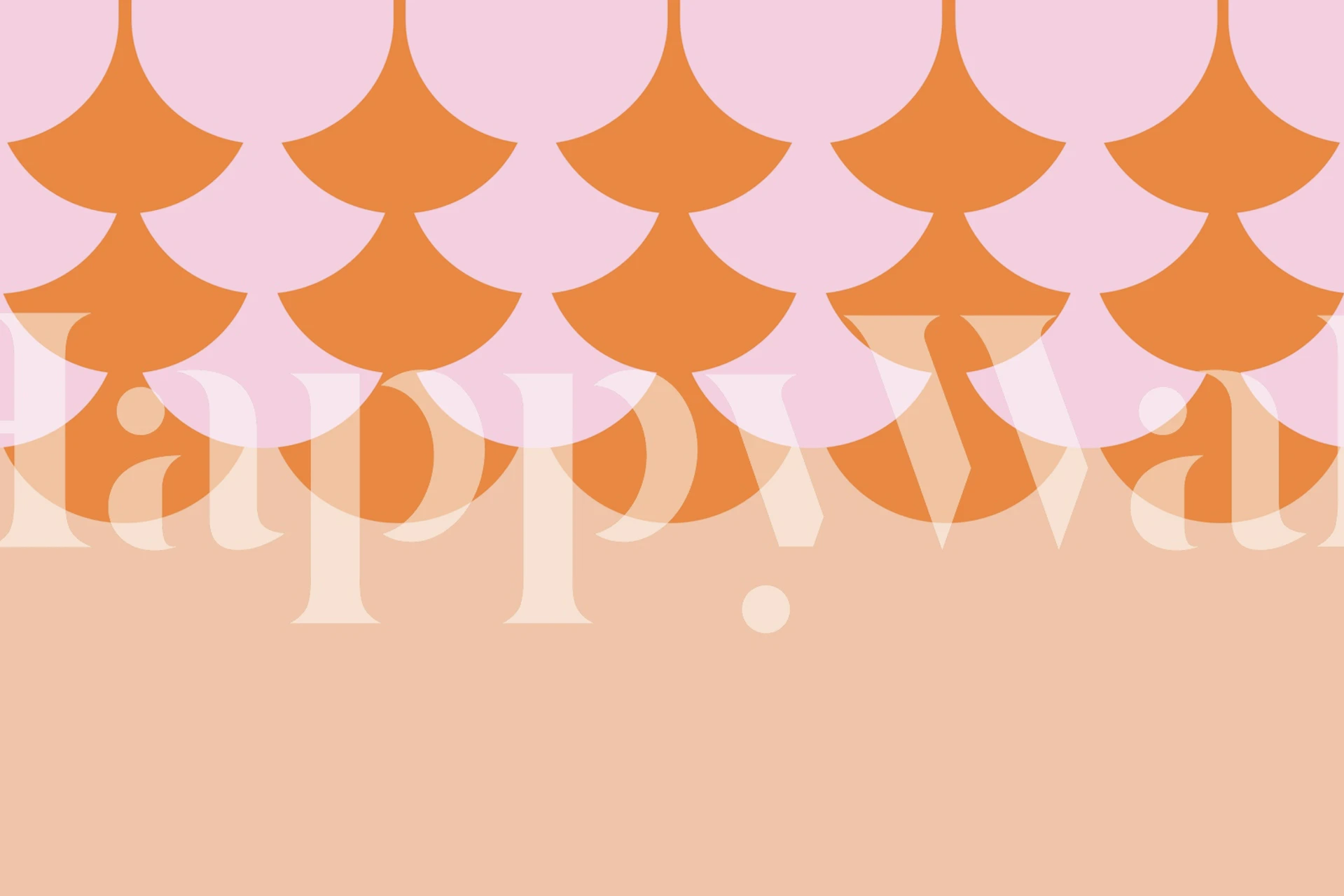 Art Deco pattern with orange and pink scallops wallpaper
