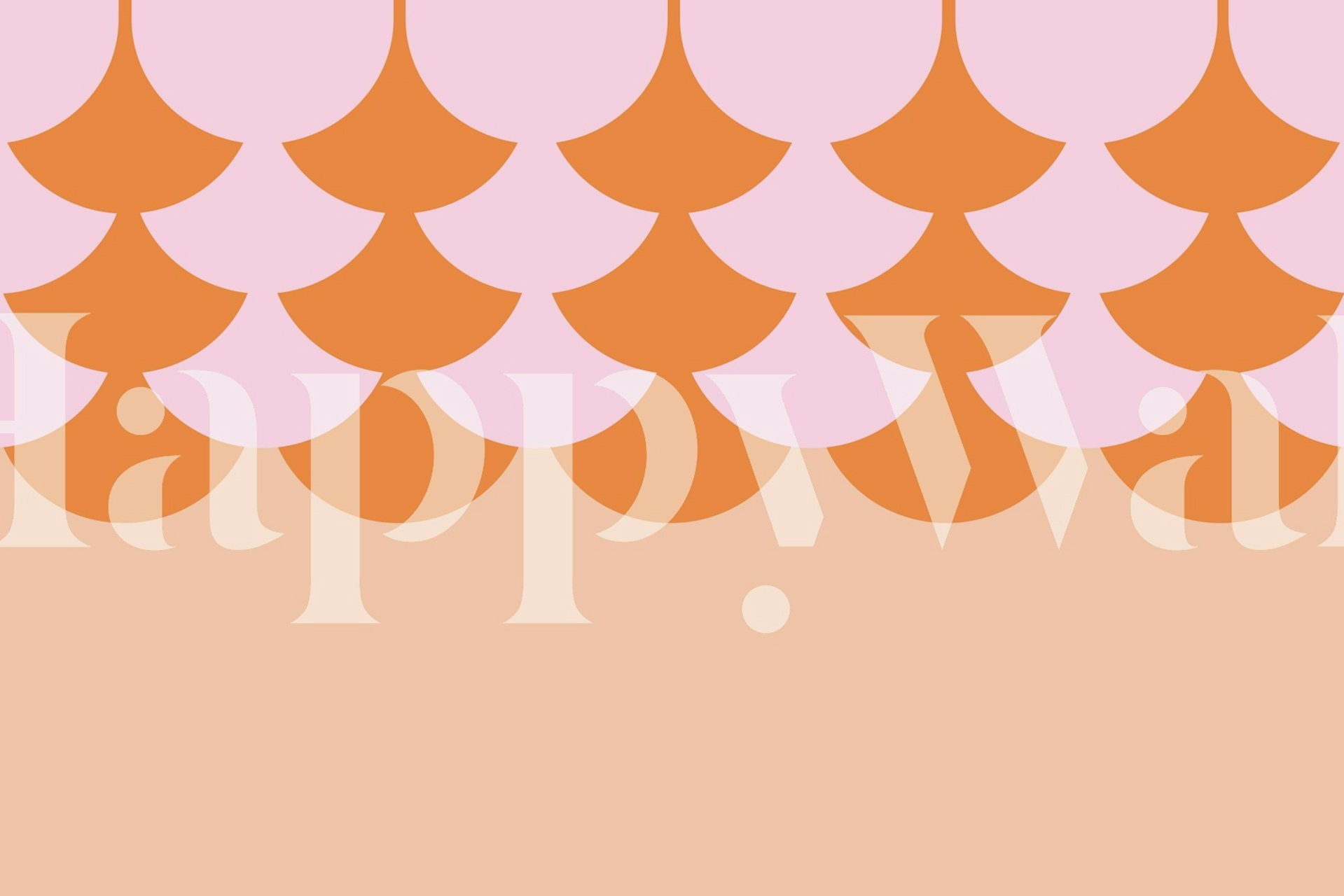 Art Deco pattern with orange and pink scallops wallpaper