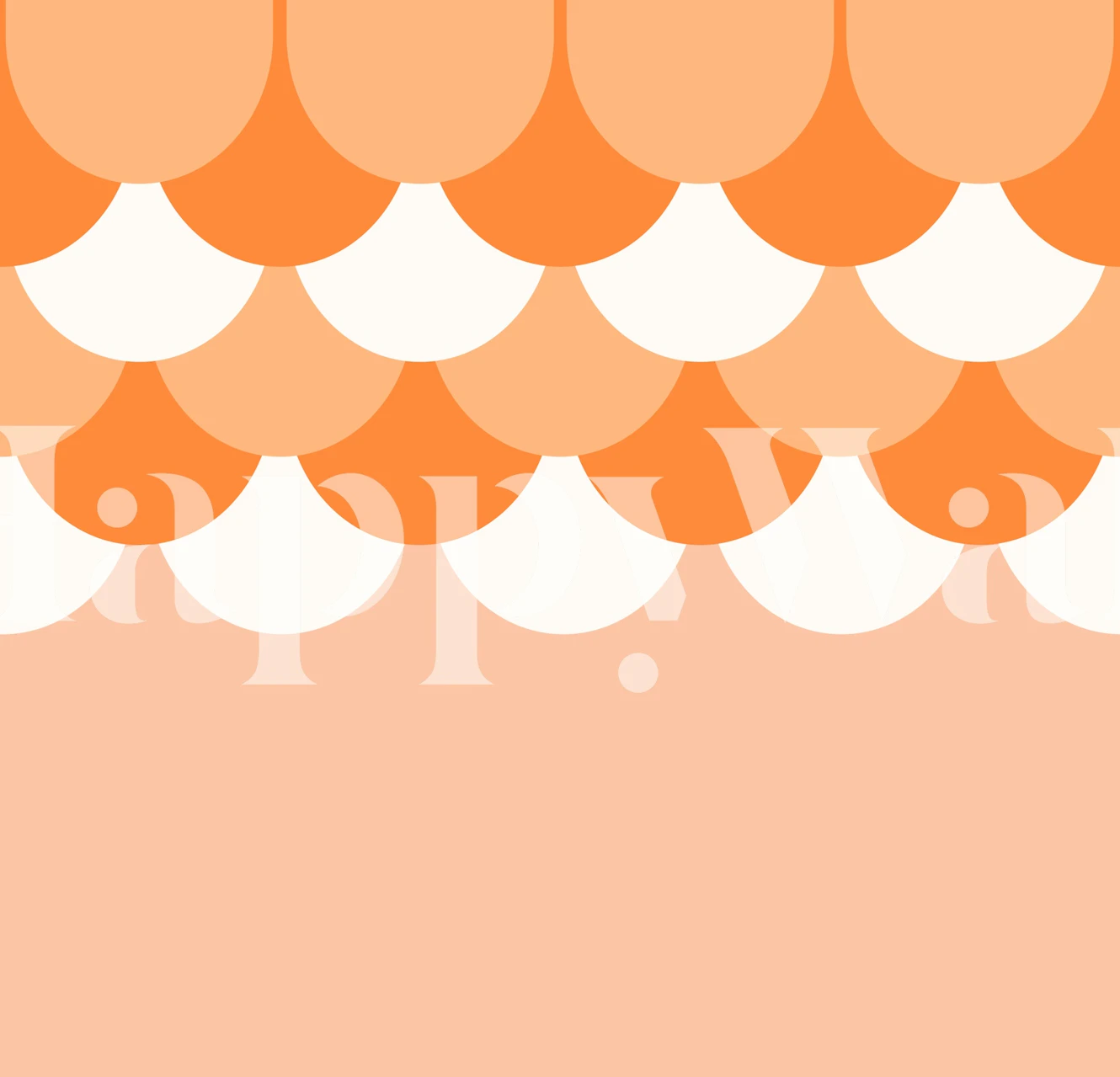 Art Deco pattern with orange and pink scallops wallpaper