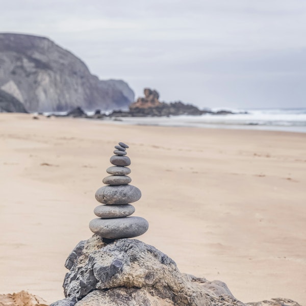 Land Art Pebble Stack Portugal Beach