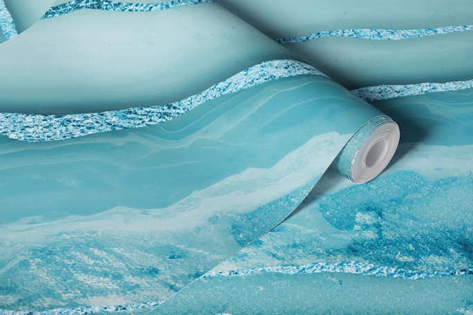 Maginficent Marble Aqua Blue Luxurywallpaper roll
