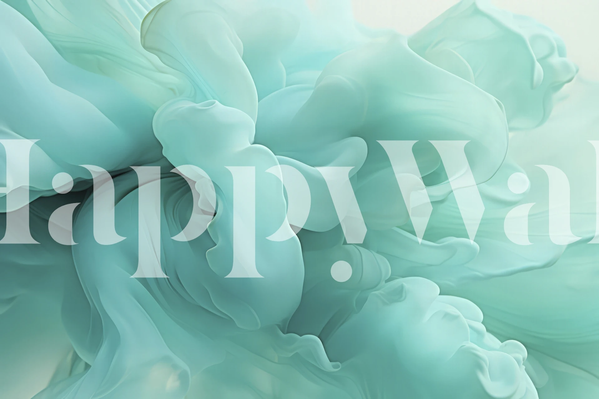 Turquoise teal ethereal fluid wallpaper in a room