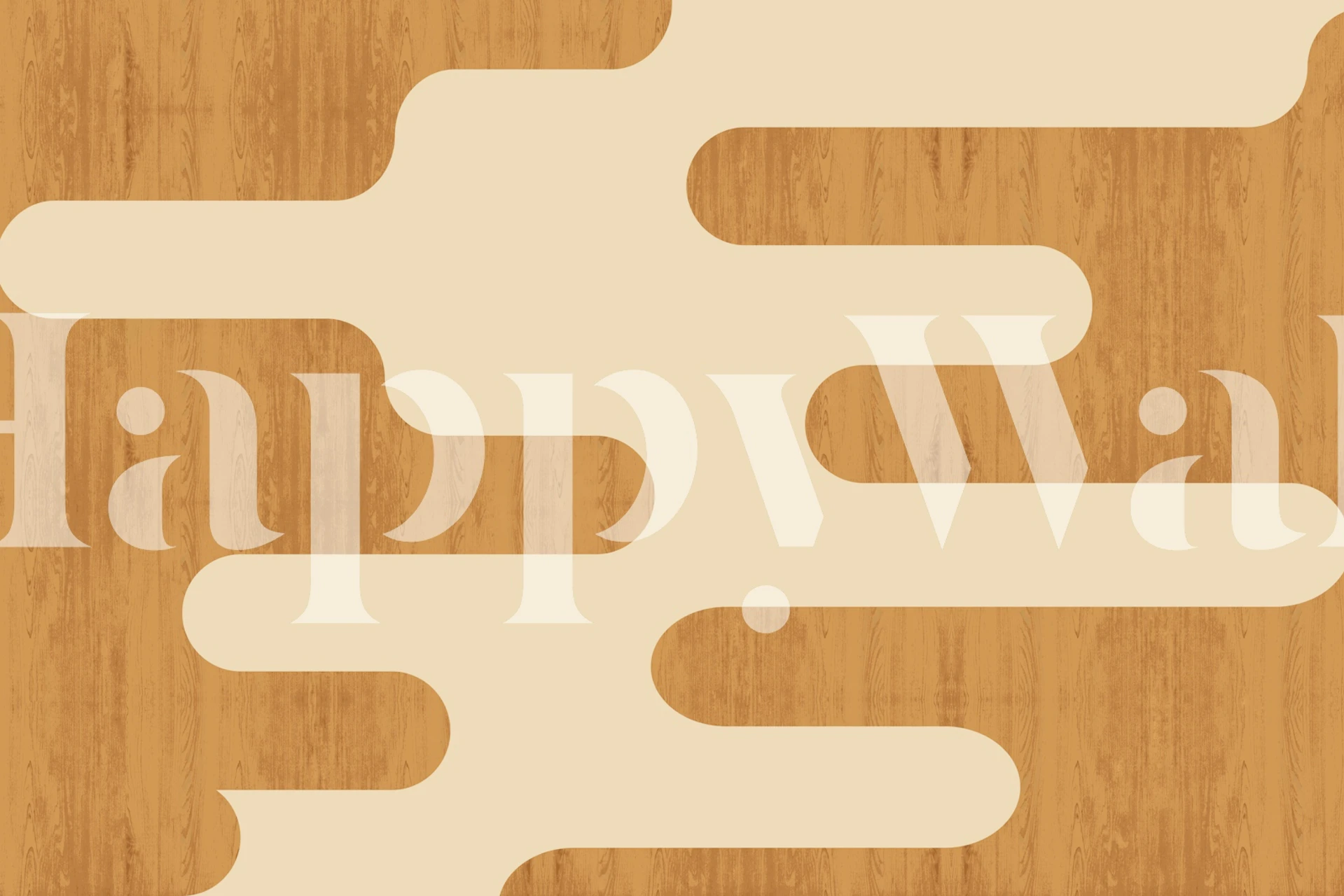 Mid Century Round Wood wall mural with abstract wooden shapes