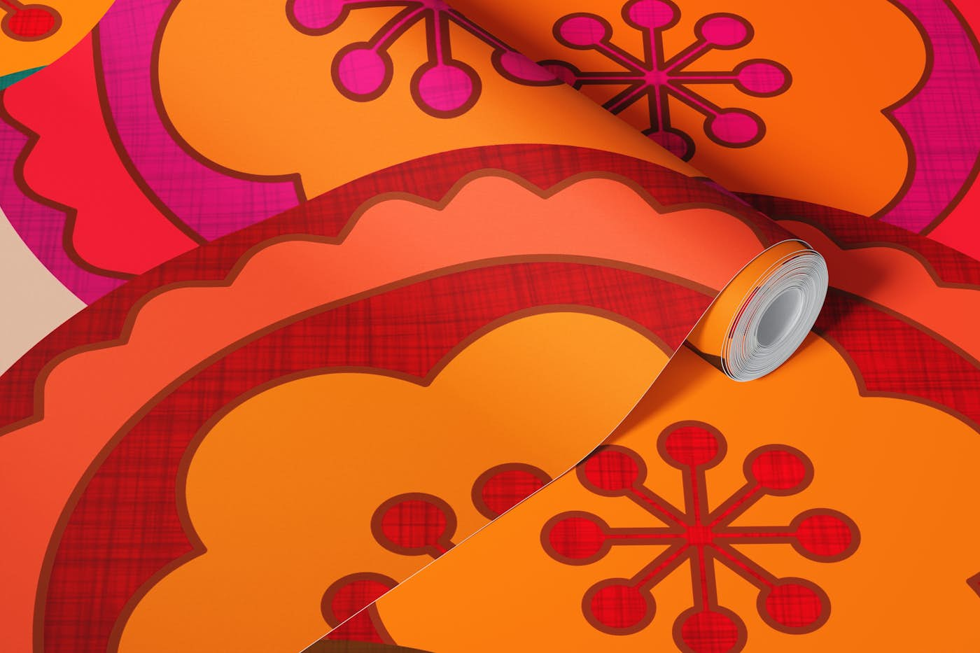 Groovy Mid Century Flower Abstract wallpaper roll