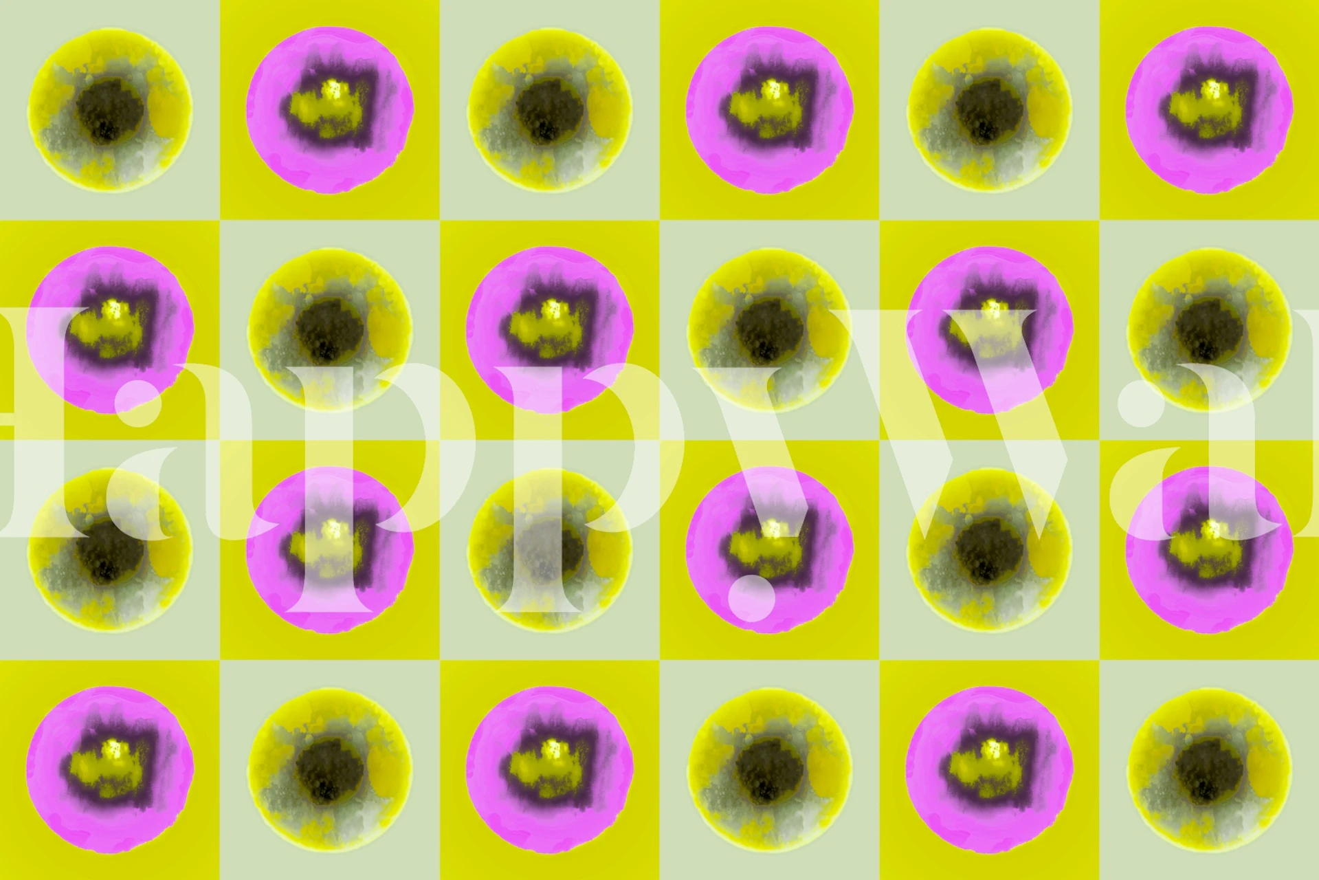 Groovy Pop Art Flowers wallpaper in a room